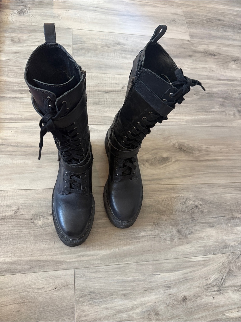 Vince Camuto Black Combat Moto Boots - Picture 7 of 8